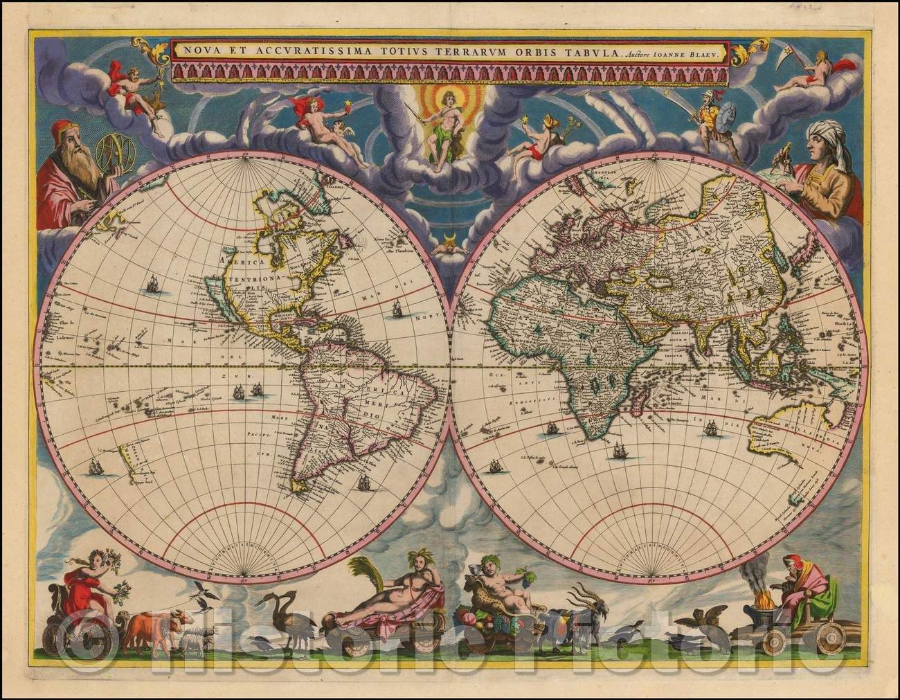 Historic Map - Nova et Accuratissima Totius Terrarum Orbis Tabula Auctore Joanne Blaeu Unknown Variant, 1662, Johannes Blaeu v2