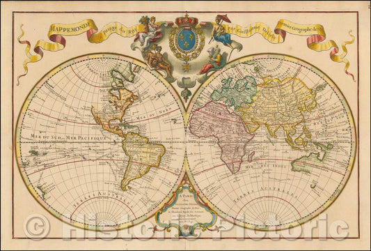 Historic Map - Mappemonde a l'usage du Roy Par Guillaume Delisle Premier-Geographe de S.M, 1720, Guillaume De L'Isle v4