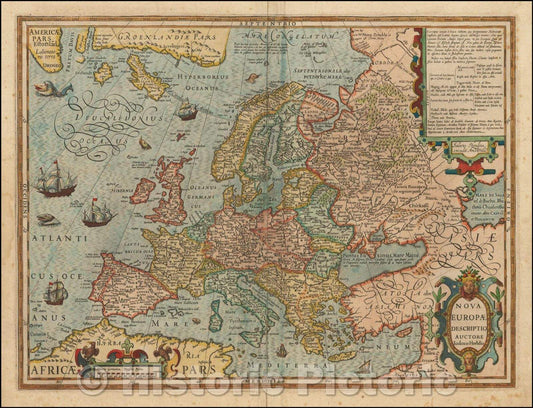 Historic Map - Nova Europae Descriptio, 1620, Jodocus Hondius - Vintage Wall Art