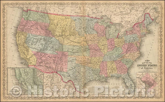 Historic Map - The United States of America, 1857, Charles Desilver - Vintage Wall Art