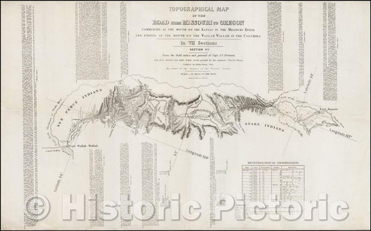 Historic Map - Topographical Map of the Road From Missouri To Oregon, 1849, John Charles Fremont v4