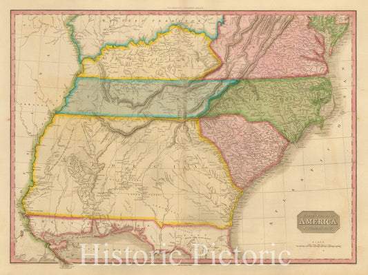 Historic Map - United States of America, Southern Part, 1809, John Pinkerton v2