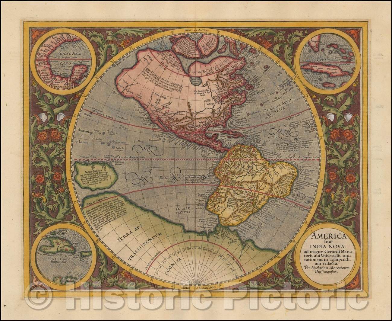 Historic Map - America sive India Nova ad magnae Gerardi Mercatoris avi universalis imitationem incompendium redacta, 1595, Michael Mercator v5