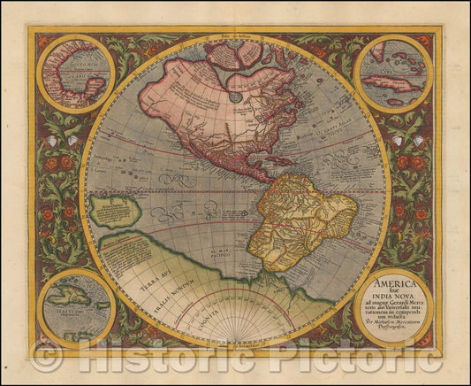 Historic Map - America sive India Nova ad magnae Gerardi Mercatoris avi universalis imitationem incompendium redacta, 1595, Michael Mercator v5