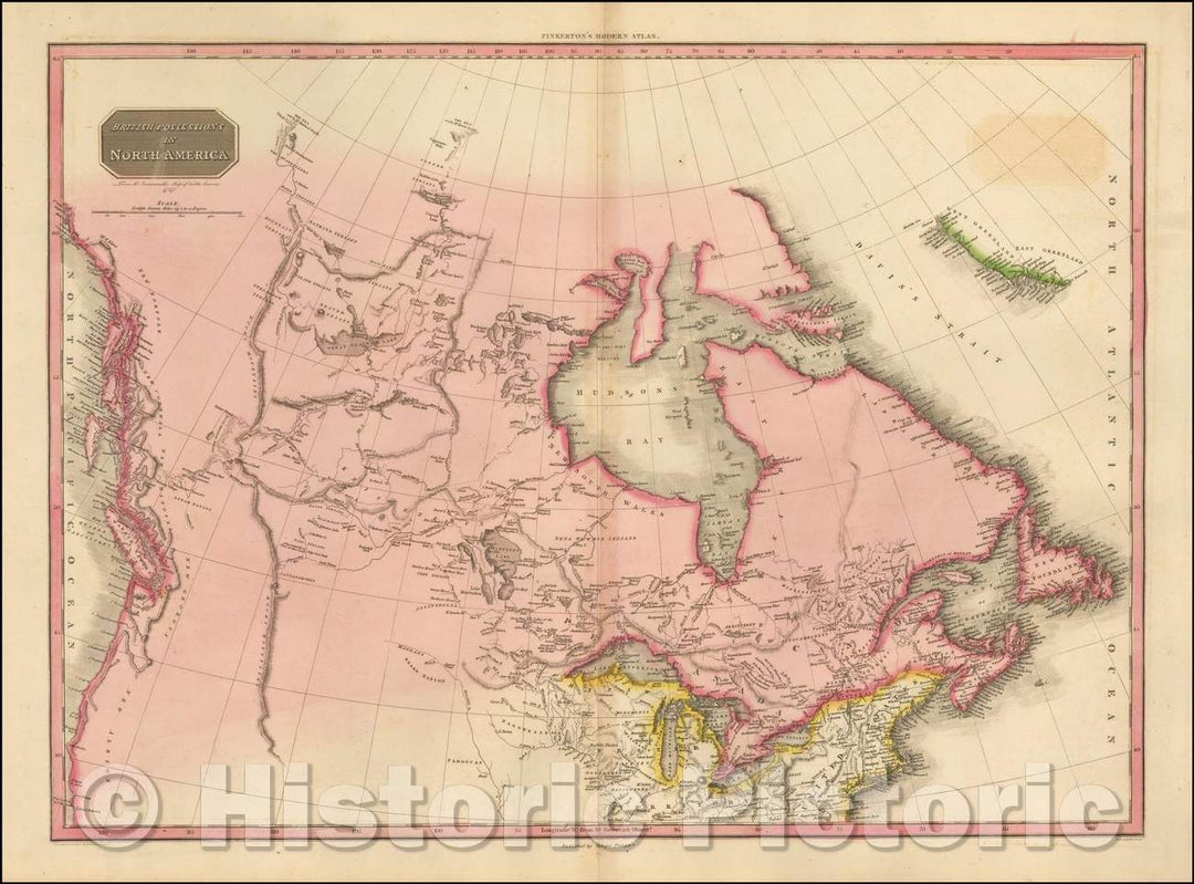 Historic Map - British Possessions in North America From Mr. Arrowsmith's Map of North America, 1812, John Pinkerton - Vintage Wall Art