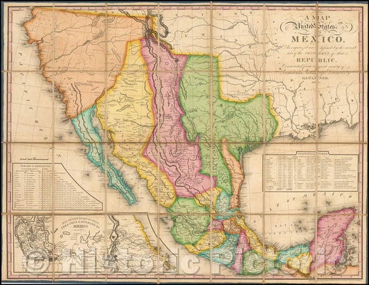 Historic Map - A Map of the United States of Mexico, As organized and defined, 1825, Henry Schenk Tanner v2