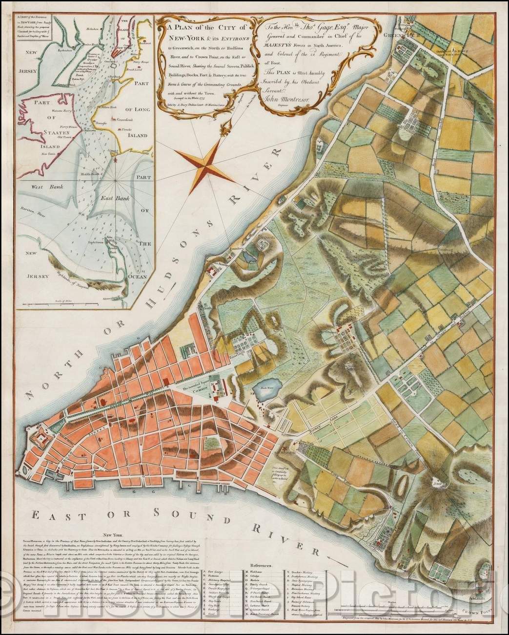 Historic Map - A Plan of the City of New-York & its Environs to Greenwich, on the North or Hudson's River, and to Crown Point, on the East or Sound River, 1775 v2