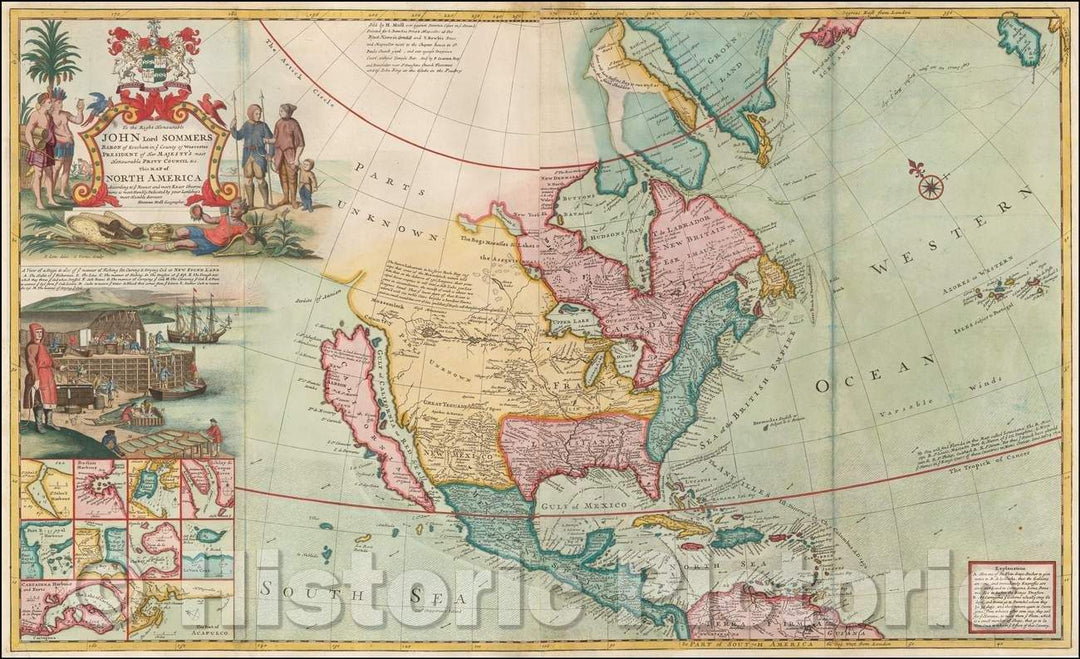 Historic Map - This Map of North America According To Ye Newest and Most Exact Observations, 1720, Herman Moll v1