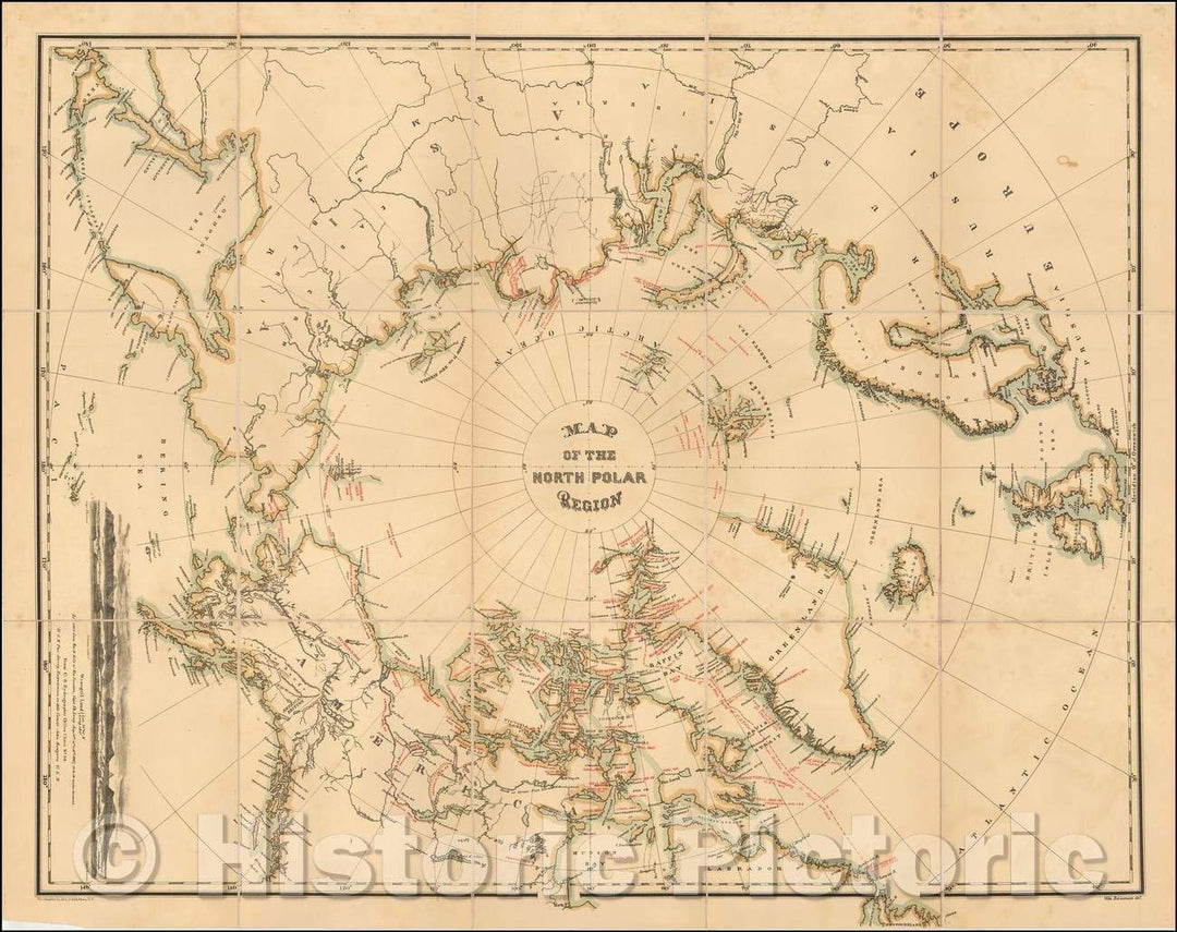 Historic Map - Map Of The North Polar Region, 1876, William Bauman v3
