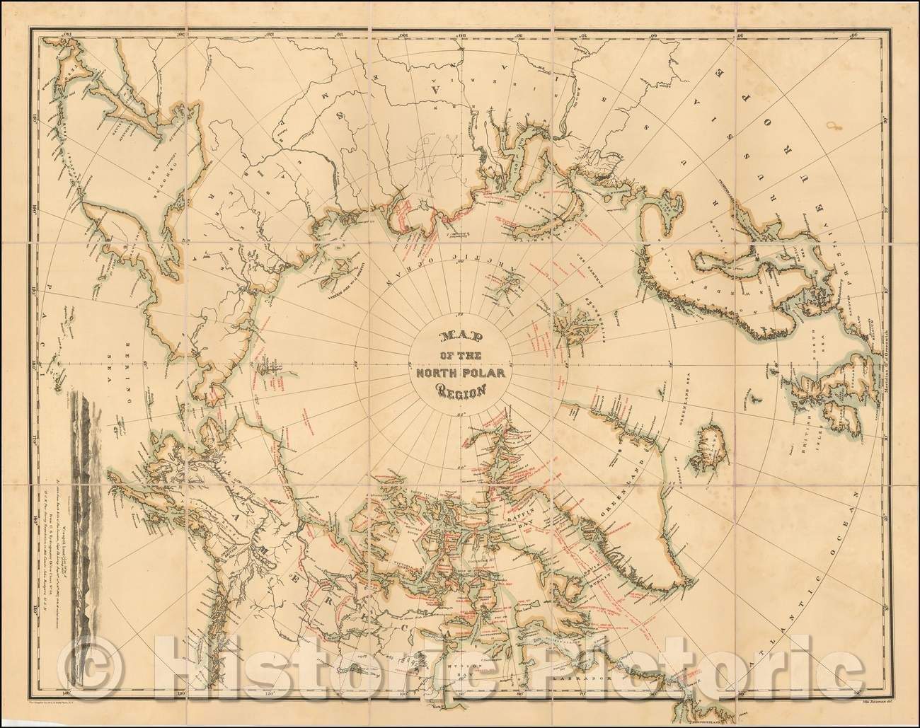 Historic Map - Map Of The North Polar Region, 1876, William Bauman v3