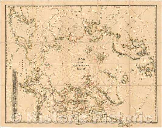 Historic Map - Map Of The North Polar Region, 1876, William Bauman v3