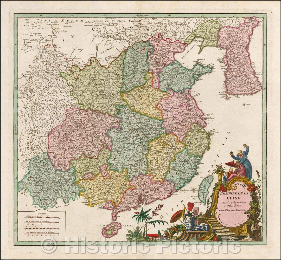 Historic Map - L'Empire De La Chine dresse d'apres les Cartes de l'Atlas Chinois, 1770, Gilles Robert de Vaugondy - Vintage Wall Art