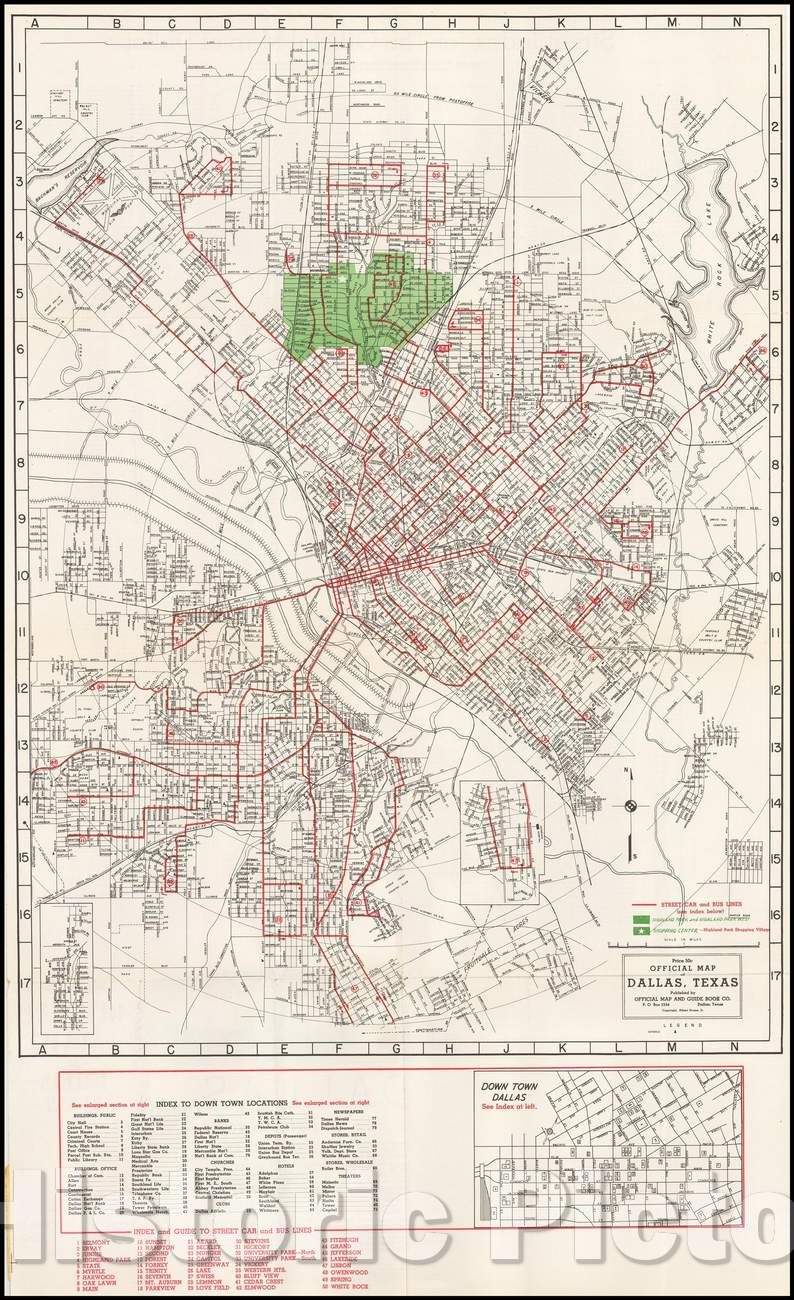 Historic Map - Official Map of Dallas, 1941, Albert Evans Jr. - Vintage Wall Art
