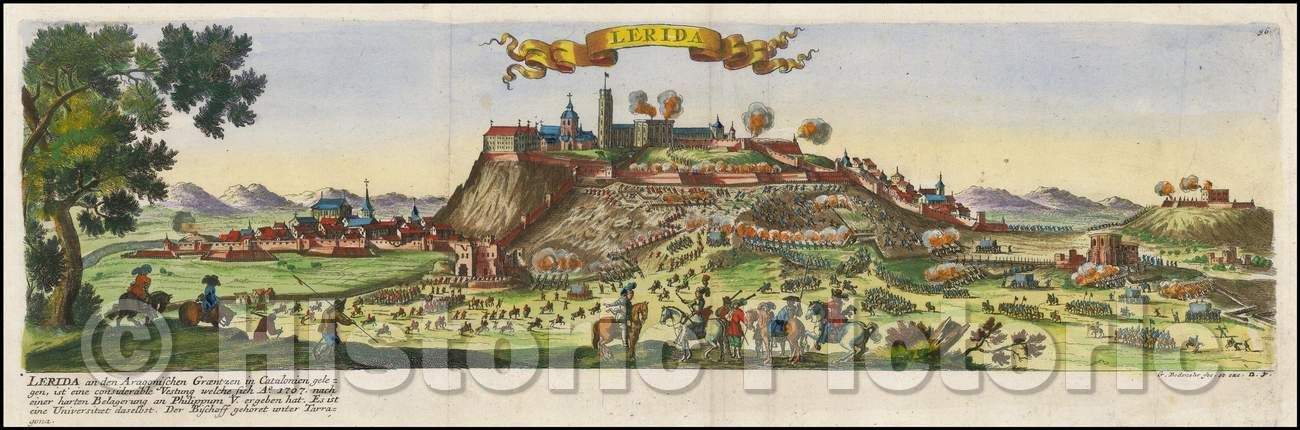 Historic Map - Lerida, 1751, Gabriel Bodenehr - Vintage Wall Art