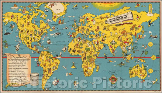 Historic Map - United States Mentholatum, 1935, Anonymous - Vintage Wall Art