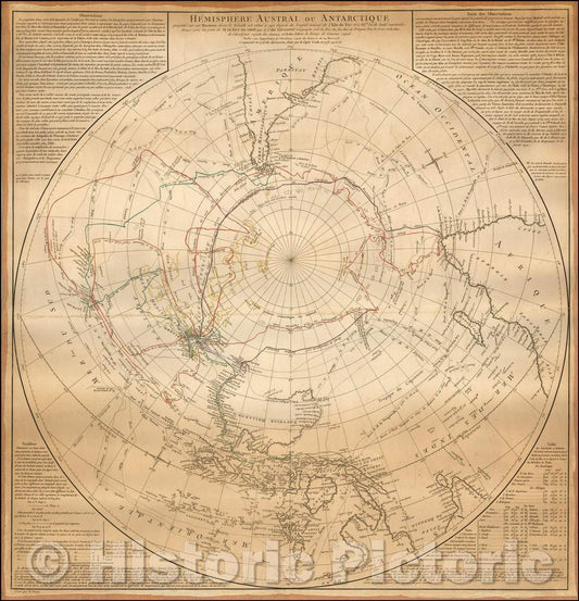 Historic Map - Hemisphere Austral ou Antarctique projette sur un Horizon dont le Zenith e, 1776 v2