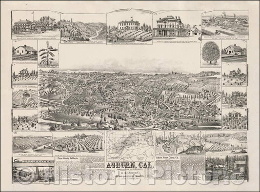 Historic Map - Auburn, Cal. Presented With Compliments of W.B. Lardner, Real Estate Agent, Att'y-at-Law & Notary Public, Auburn, Placer Co. Cal, 1887 v2
