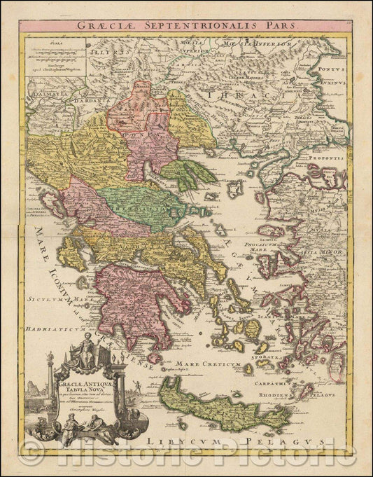 Historic Map - Graeciae Antiquae Tabula Nova in qua locarum situs tum ad distantia itenerarias, 1718, Johann Christoph Weigel v2