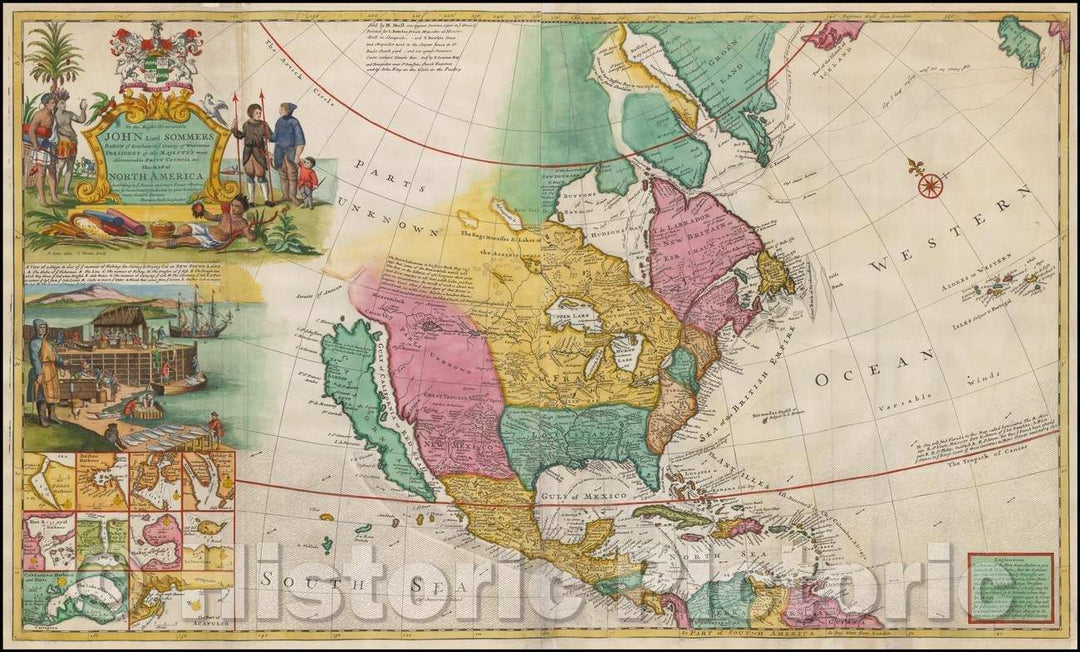 Historic Map - This Map of North America According To Ye Newest and Most Exact Observations, 1730, Herman Moll v2