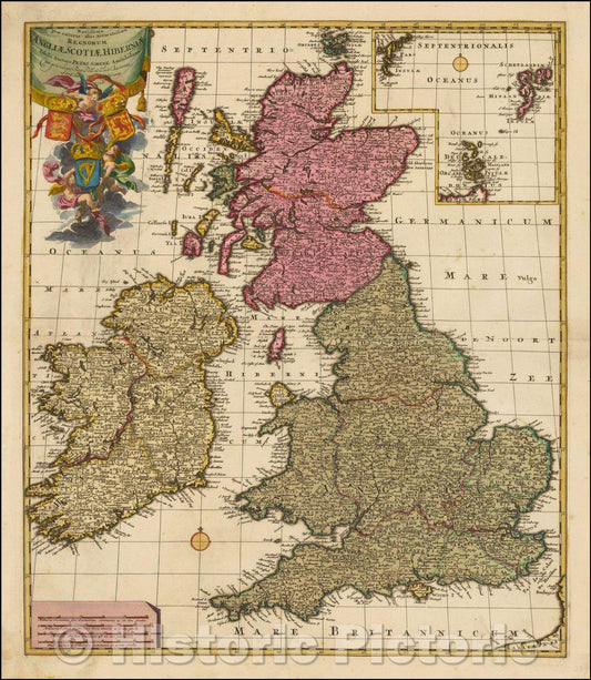 Historic Map - Novissima Prae Caeteris aliis Accuratissima Regnorum Angliae, Scotiae, Hiberniae Tabula, 1706, Peter Schenk v3