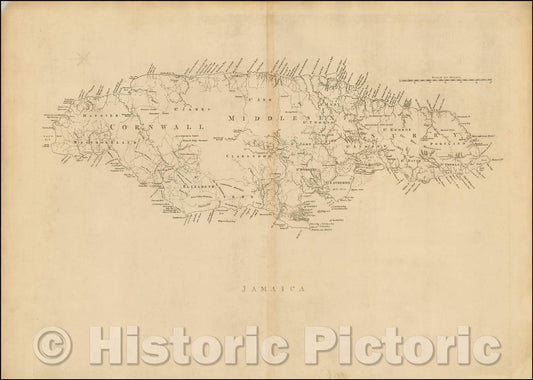 Historic Map - Jamaica, 1768, Thomas Jefferys - Vintage Wall Art