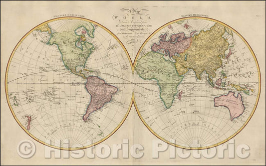 Historic Map - World, 1788, John Harrison - Vintage Wall Art