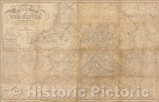 Historic Map - State of Virginia Reduced from the Nine Sheet Map of the State in conformity to law, 1859, Herman Boye - Vintage Wall Art