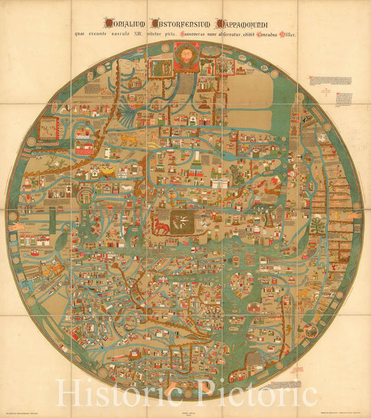 Ebstorf Mappa Mundi (World Map) - Medieval Historical Map Print