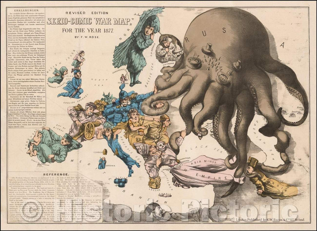 Historic Map - Revised Edition. Serio-Comic War Map For The Year, 1877, Bacon & Co. - Vintage Wall Art