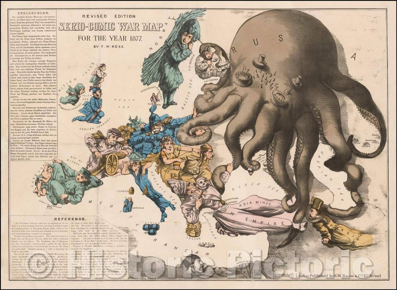 Historic Map - Revised Edition. Serio-Comic War Map For The Year, 1877, Bacon & Co. - Vintage Wall Art