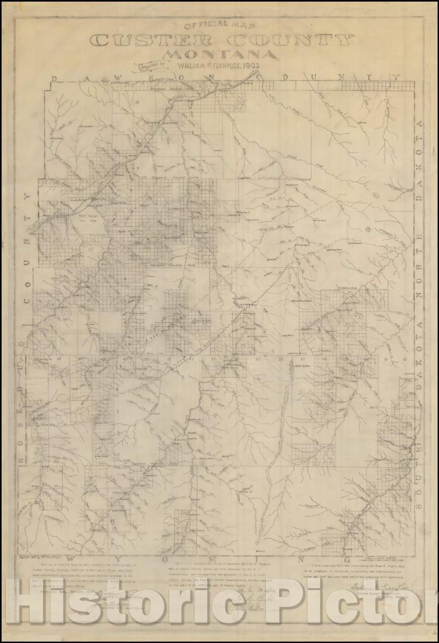 Historic Map - Official Map Custer County Montana, 1903, William P. Fl ...