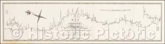 Historic Map - Map of the Washita river in Louisiana from the Hot Springs to the confluence of the Red River with the Mississippi, 1804, George T. Dunbar v12