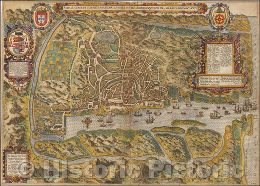 Historic Map - A Ilha e Cidade de Goa Metropolitana da India E Partes Orientais que esta en 15 Graos da Banda da Norte, 1596, Jan Huygen Van Linschoten v2