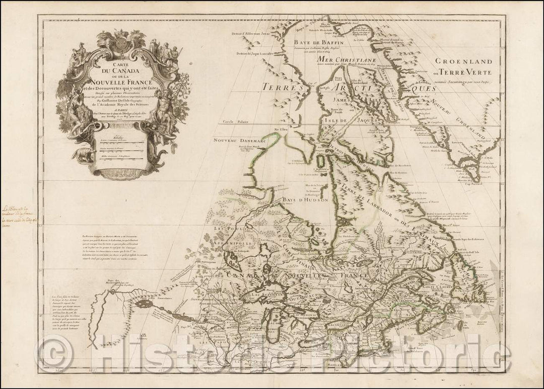 Historic Map - Carte Du Canada ou de la Nouvelle France et des Decouvertes qui y ont ete faits, 1703, Guillaume De L'Isle v3