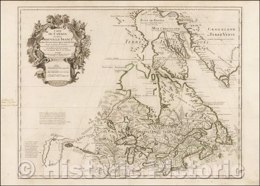 Historic Map - Carte Du Canada ou de la Nouvelle France et des Decouvertes qui y ont ete faits, 1703, Guillaume De L'Isle v3