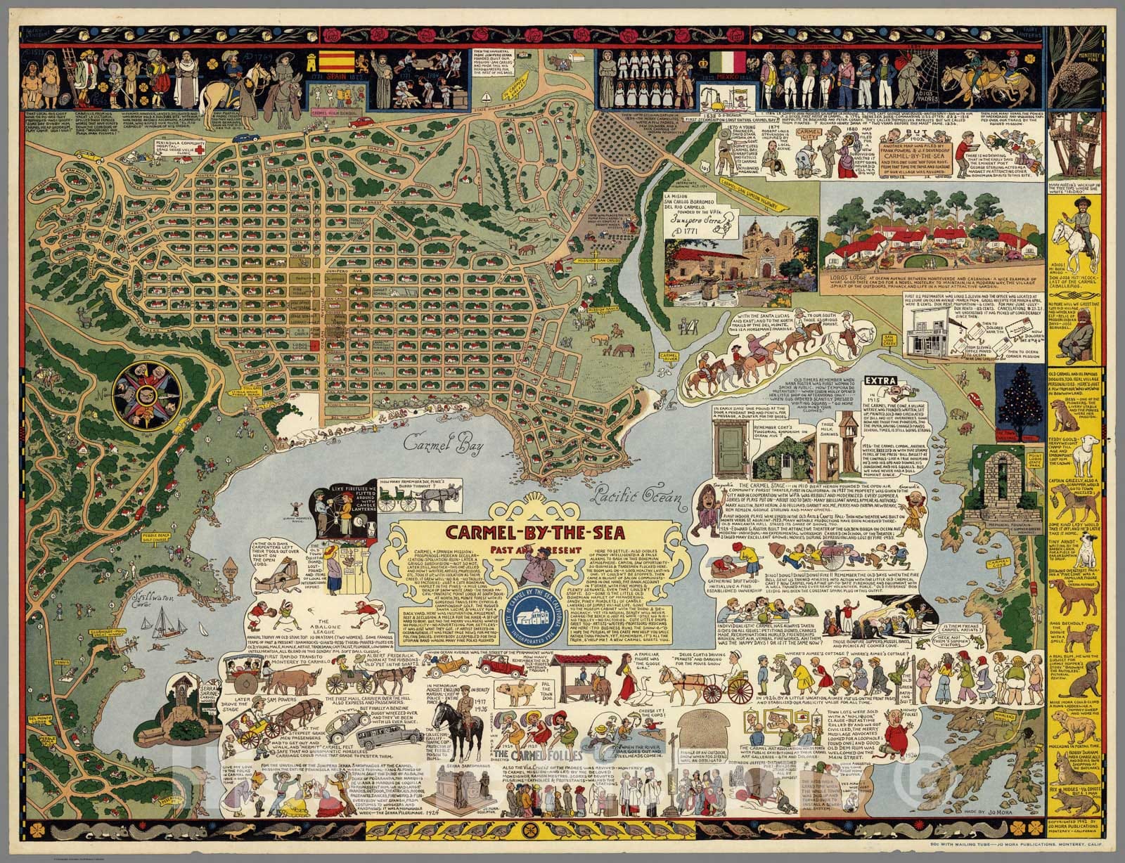 Historic Map - Carmel-By-the-Sea Past and Present, 1942, Jo Mora v5