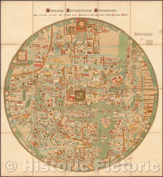 Historic Map - Ebstorf Mappa Mundi Monialium Ebstorfensium mappamundi - quae exeunte saeculo, 1890, Eckstein & Stahle - Vintage Wall Art