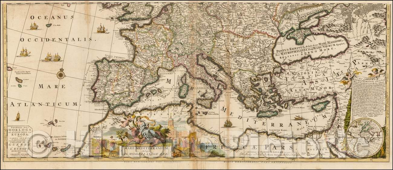 Historic Map - Mare Mediterraneum Belgis De Middellandse Zee /, Carel Allard - Vintage Wall Art