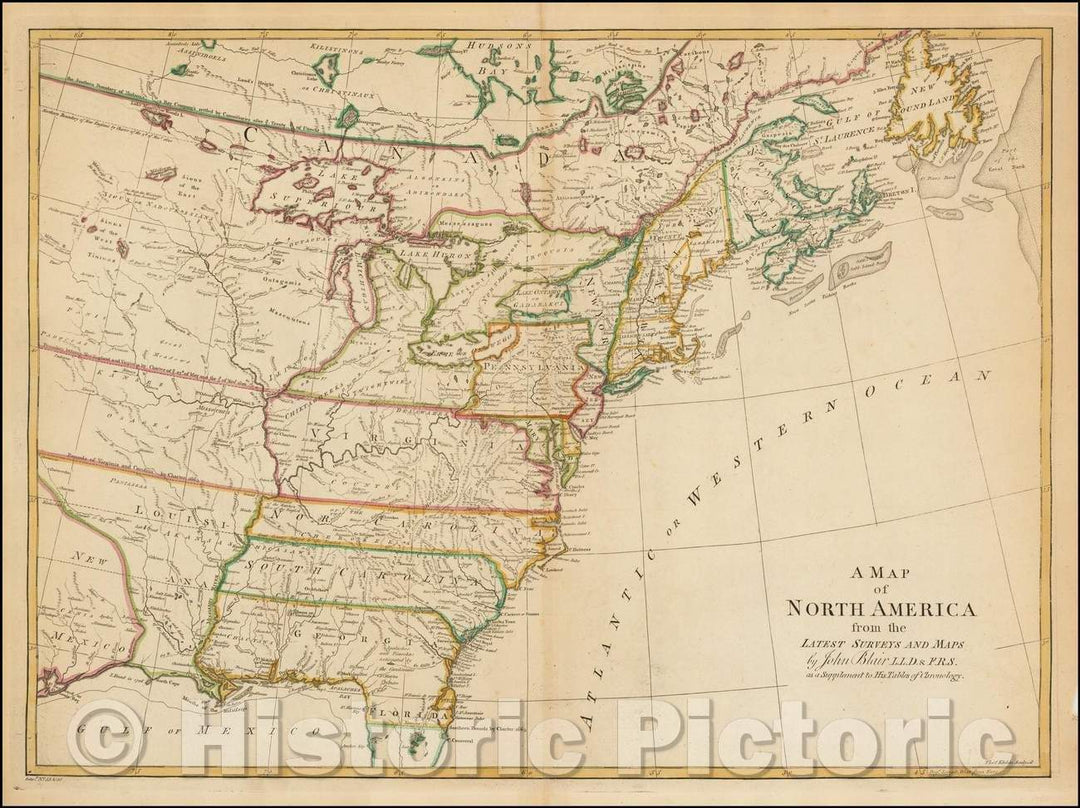 Historic Map - A Map of North America from the Latest Surveys and Maps, 1768, John Blair v2