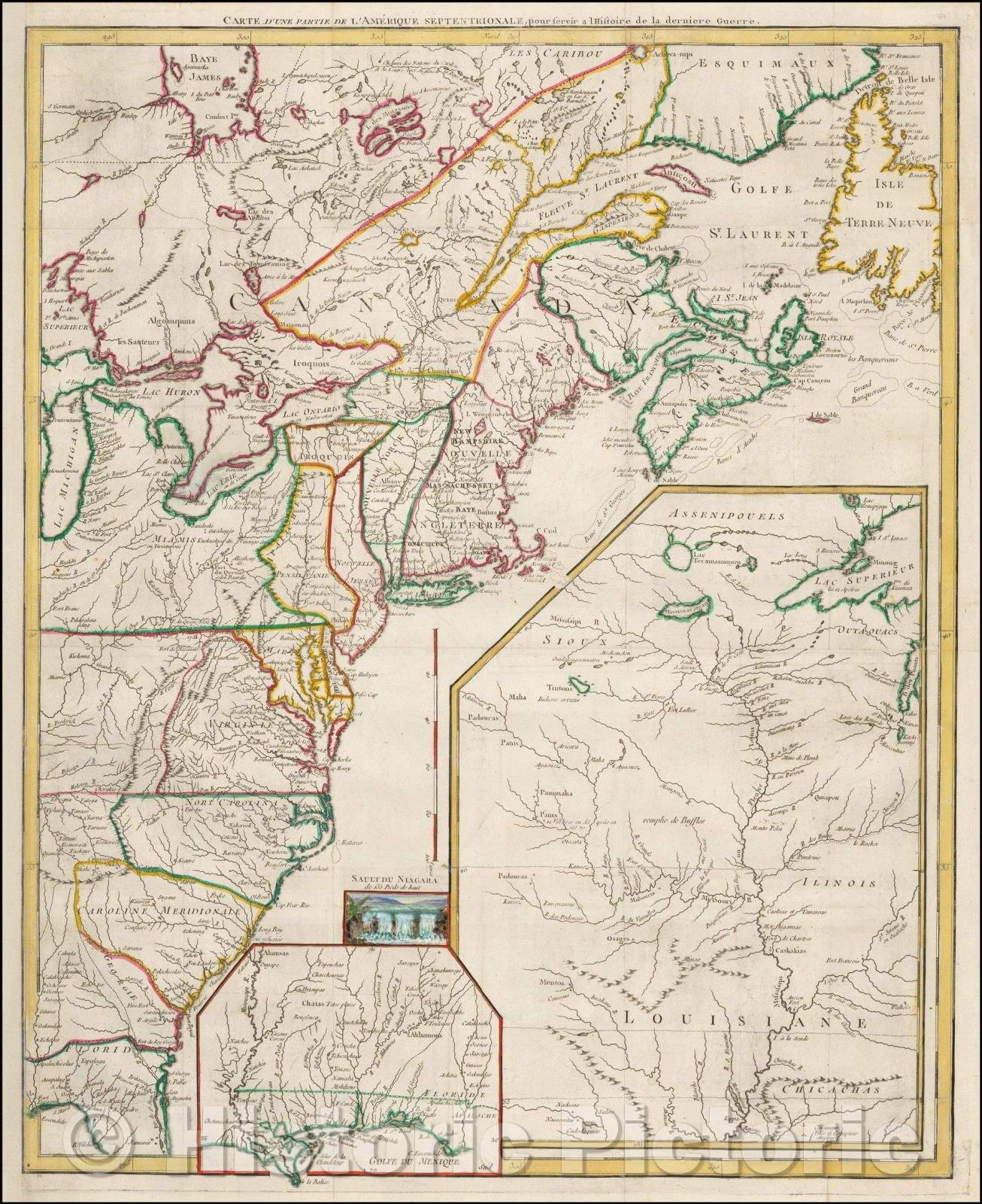 Historic Map - Carte D'Une Partie De L'Amerique Septentrionale pour servir a l'Histoire derniere Guerre, 1787, George Louis Le Rouge v2