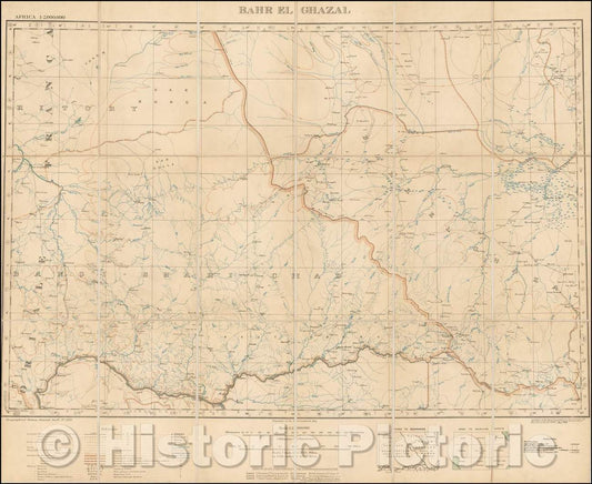 Historic Map - Bahr El Ghazal, 1919, Great Britain War Office Geographical Section - Vintage Wall Art