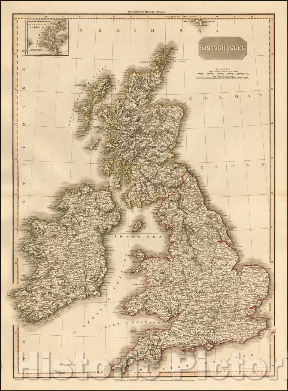 Historic Map - British Isles, 1812, John Pinkerton - Vintage Wall Art