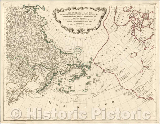 Historic Map - Nouvelle Carte Des Decouvertes Faites par Des Vaisseux Russiens Aux Cotes :: New Discoveries Make Des Cotes Vaisseux Russians, 1784 - Vintage Wall Art