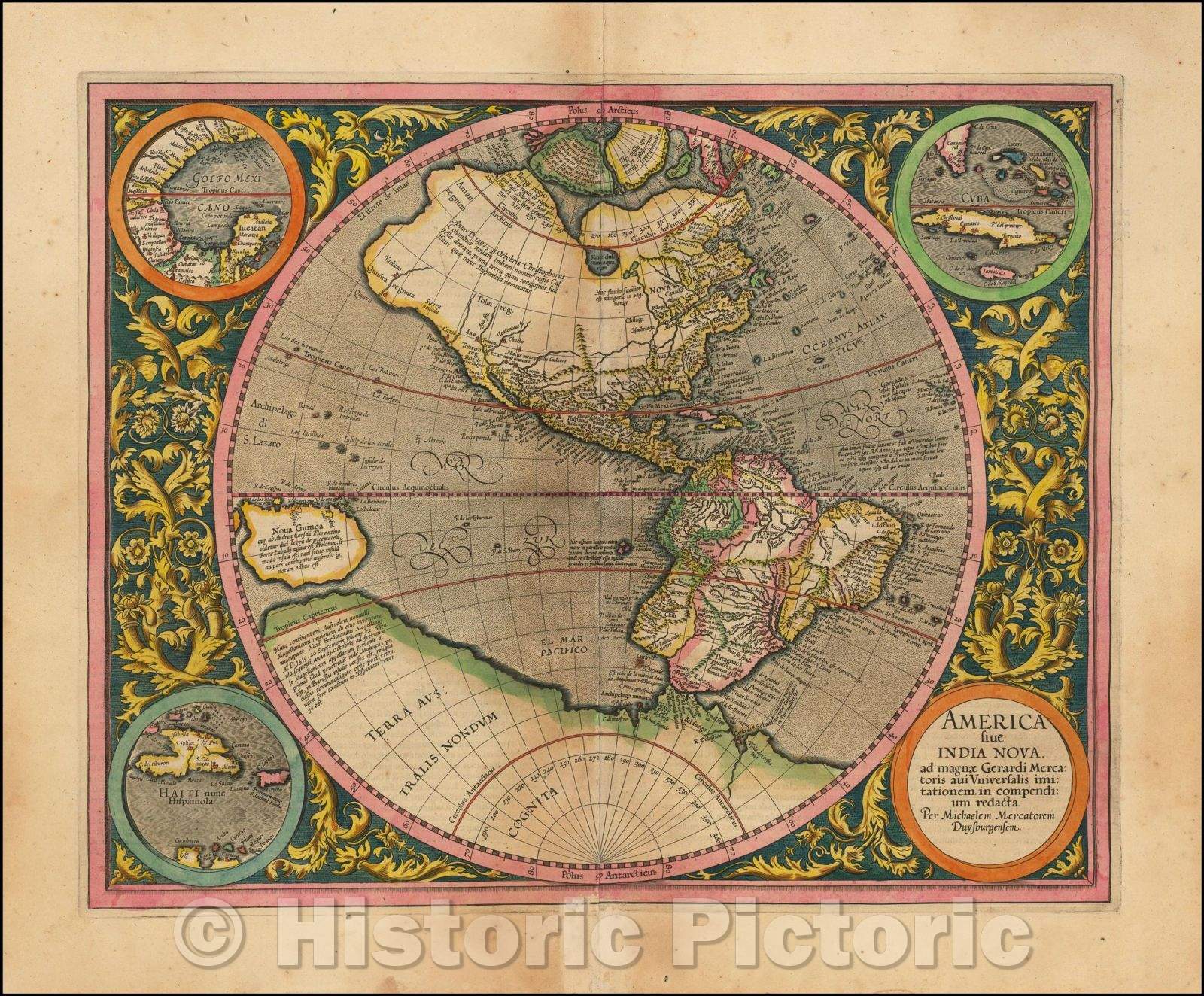 Historic Map - America sive India Nova ad magnae Gerardi Mercatoris avi universalis imitationem incompendium redacta, 1595, Michael Mercator v6
