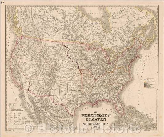 Historic Map - Die Vereinigten Staaten von Nord America nebst Canada, 1859, Heinrich Kiepert v1