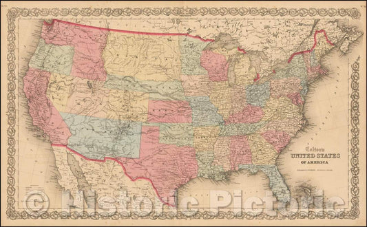 Historic Map - Colton's United States of America, 1861, Joseph Hutchins Colton v3