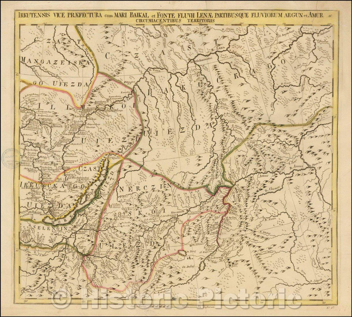 Historic Map - Irkutensis Vice Praefectura cum Mari Baikal et Fonte Fluvii Lenae/Map of part of Siberia, by Joseph Nicolas De L'Isle, 1745 - Vintage Wall Art