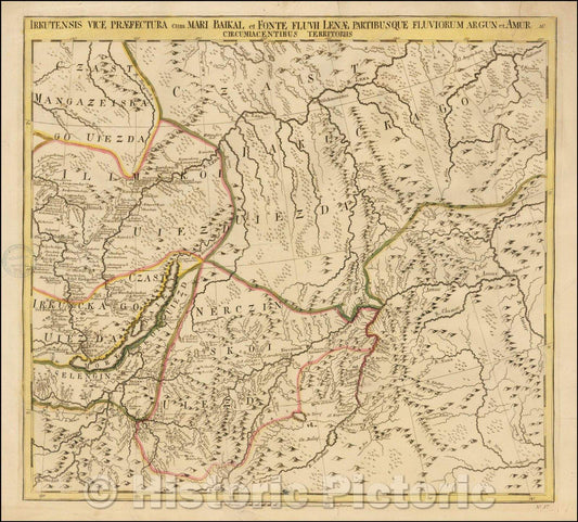 Historic Map - Irkutensis Vice Praefectura cum Mari Baikal et Fonte Fluvii Lenae/Map of part of Siberia, by Joseph Nicolas De L'Isle, 1745 - Vintage Wall Art