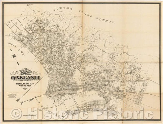 Historic Map - Map of Oakland and Vicinity, 1903, T. W. Morgan - Vintage Wall Art