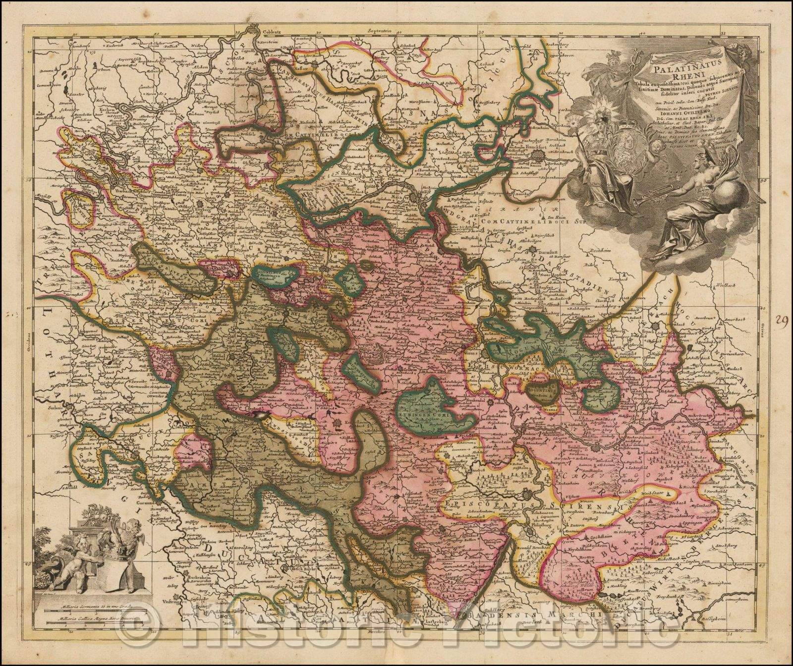 Historic Map - Palatinatus Rheni Tabula exquisitissima cui quoque subjacentes ac finitimae Dominatus, 1700, Peter Schenk v2